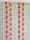 46x43 Vintage French C1930 Floral Stripe Cotton Fabric Pastel Pink Blue Lilac S