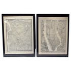 1936 Brooklyn New York City Antique Map Set  2  Framed 18x15   Vintage Nyc