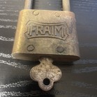Rare Vintage Working Fraim Bike Tire Lock With Key Locksmith Antique Padlock