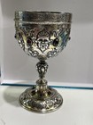 Rare Antique German 800 Silver Figural Goblet Baroque Rococo Red Cabochon 6 4 Oz