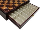 Egyptian Anubis Gold   Buff Chess Set With 17  Cherry Color Gloss Storage Board