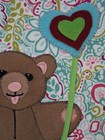 Handmade I Love You Teddy Bear Baby childs Nursery Wall Hanging   Aqua tan pink