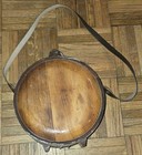 Antique Spanish Wooden Drum Canteen Wrought Iron Banded Rustic Vessel
