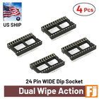 4 Pcs 24 Pin Wide Dip Ic Socket Adaptor Solder Pcb-mount   Dual Wipe   Us Ship