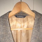 Burberrys 100  Pure Camel Hair Plaid Tailored Blazer Jacket Brown Gray 40  Chest