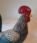 Antique Original Paint Cast Iron Door Stop 14  Rooster Chicken Farm Estate Find