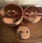 Set Of 3 Distressed Metal Copper Canisters W  Handles Hammered India
