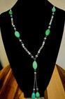 Vintage Art Deco - 1920s Czech Green Glass Negligee Y-necklace