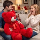 Wenmotdy Big Teddy Bear Stuffed Animal Giant Teddy Bear Plush With Red Ribbon   