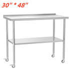 Stainless Steel Kitchen Restaurant Work Prep Table W  Backsplash   Casters Nsf