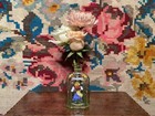 Vintage Stiegel-type Enameled Bottle Bohemian Folk Art Hand Painted Glass Vase