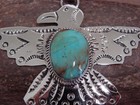 Native American Nickel Silver   Turquoise Eagle Pendant - Cleveland