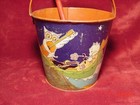 Rare Vtg Ohio Art  the Owl And The Pussy Cat  Tin Pail W  Shovel Fern Bisel Peat