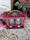 Beautiful Antique Velvet Victorian Display Case With Parfume Bottles 