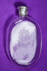 Unusual Large Thick Victorian Antique Crystal Sterling Silver Scent Bottle Flask