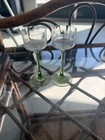 Antique Art Nouveau Clear Stripe Etched Olive Stem Hock Wine Glass 7   Set Of 2