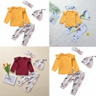 4pcs Cotton Newborn Infant Baby Girls Tops Romper   Floral Pants Outfits Clothes