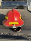 Vintage Red Firefighter Helmet With Reflective Strips Firefighting   Rescue
