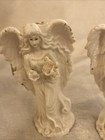 2 Vntg 1998 8 5    Heritage Pottery Ceramic Angel Taper Candle Holders Gold Accent