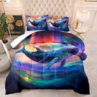  Ocean Whale Printed Quilt  3pcs Flying Whale Swimming In The Queen Colorwhale