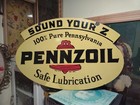 Vintage Large Pennzoil Safe Lubrication Gas Service Station 30  Porcelain Sign