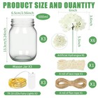 Mason Jar Table Centerpiece Set Of 3 With White Hydrangea Artificial Flowers    