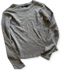 Women s Crew Neck Thermal Shirt Top Gray Long Sleeve Basic Waffle Knit Small