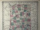 1870 Colton s Indiana Original Hand Coloured Antique Map 17  X 14 