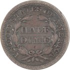 1855 Seated Liberty Half Dime F Fine Silver 5c Coin Sku i16846