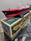 Vintage 1966 Hess Voyager Tanker Ship Toy With Rare Original Black Stand   Box