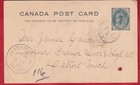 Canada 1901 Postal Card Aunt Esther Robinson Bothwell On To J W Caldwell Detroit