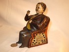 Antique Painted Cast Iron Tammany Bank Pat  1873 Works Great  good Color