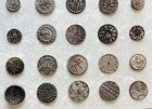 Beautiful Card Of 33 Different Antique Pewter Buttons Multiple Tints