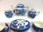 Vintage Blue Willow Transferware Children s Tea  Set   19 Pc  Toy Play Dishes