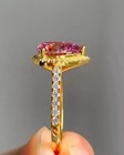 Halo Engagement Ring Pear Cut Lab-created Ruby moissanite 14k Yellow Gold Finish