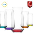 Lav Drinking Glasses Set Of 6  Colorful Base Glass Tumblers  16 25 Oz  480 Cc 