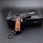 Keychain - Wood Handle Metal Mini Pistol Keychain - Great Gift For Men