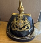 German Wwi Original Pickelhaube Helmet Black Gold Trim With Case