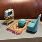 Vintage Mcm Ideal Petite Princess Dollhouse Tv Television Metal Cart   Chair