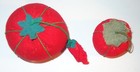 2 Old Vintage Strawberry Tomato Pin Cushions Pincushions Large Small Need Tlc