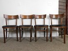 4 Vtg 70s Thonet Romania Bentwood Cafe Chairs Black Padded Seats Vgc  We Ship 