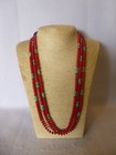 Coral    Turquoise   Silver Native American  Southwestern Multi Strand  Necklace