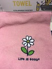 Life Is Good Retro Flower Dog Pet Towel Microfiber Drying Logo Pink Nwt