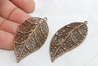 29x57mm Antique Bronze Leaf Pendant  Bronze Leaf Charms  Leaf Pendant  Filigree