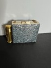 1950   s Gray Confetti Lucite Compact With 2 Compartments   Lip Stick Holder 4x2