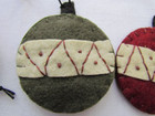 Cloth Ornament Christmas Primitive Style Felt Bulb Collins 6pc Go-663 New