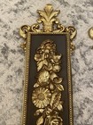 Vtg Mcm Syroco Usa Golden Floral Wall Plaques 20  X 4 5  Set Of 2 7221   7222
