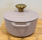 Rare Htf Le Creuset Gold Knob   14 Shallot Color Mini Cocotte France - Used