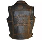 Harley-davidson Men   s Skull Knuckle Distressed Leather Motorcycle Biker Vest