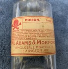 Vtg Glass Bottle W  Poison Label Mcadams   Morford Pharmacy Apothecary 